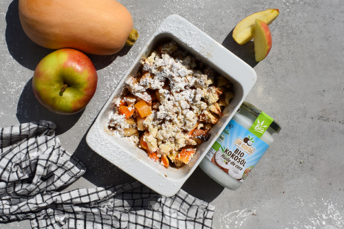 Kürbiscrumble mit Apfel und Karamell