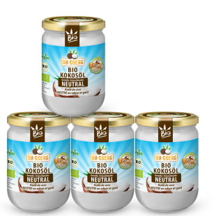 Premium Bio-Kokosöl neutral 4x 500 ml Sparpaket