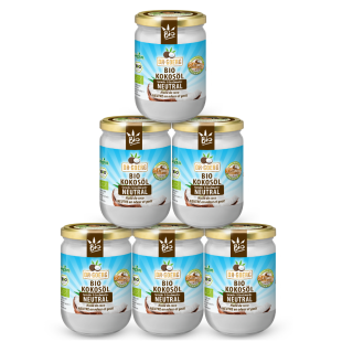 Premium Bio-Kokosöl neutral 6x 500 ml Sparpaket
