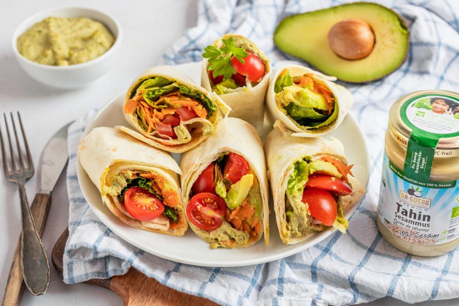 Vegane Edamame-Hummus-Wraps