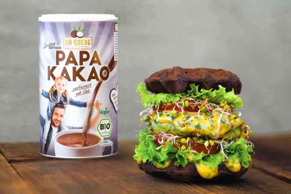 Schokoladiger Waffel-Burger mit Kakao