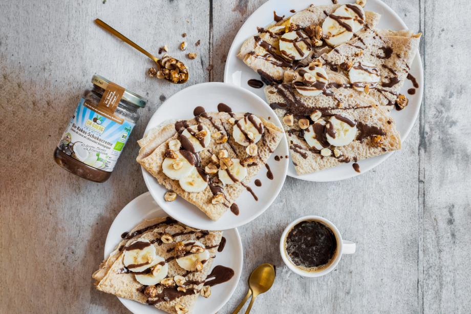 Veganer Schoko-Haselnuss-Crêpes