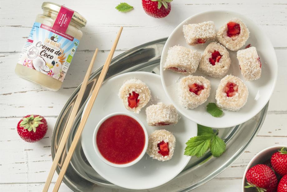 Süßes Milchreis-Sushi mit Crema de Coco
