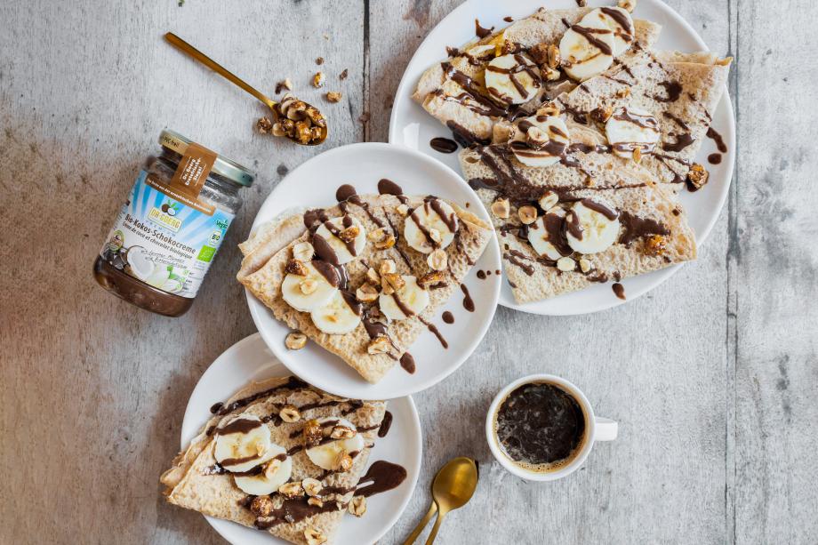 Veganer Schoko-Haselnuss-Crêpes