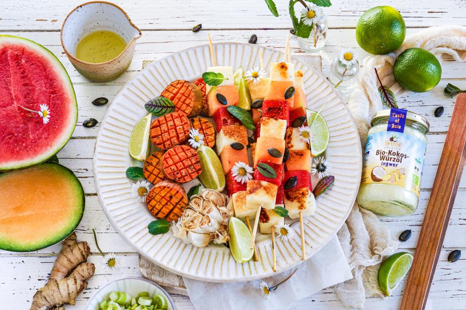 Halloumi Spieße mit Wassermelone