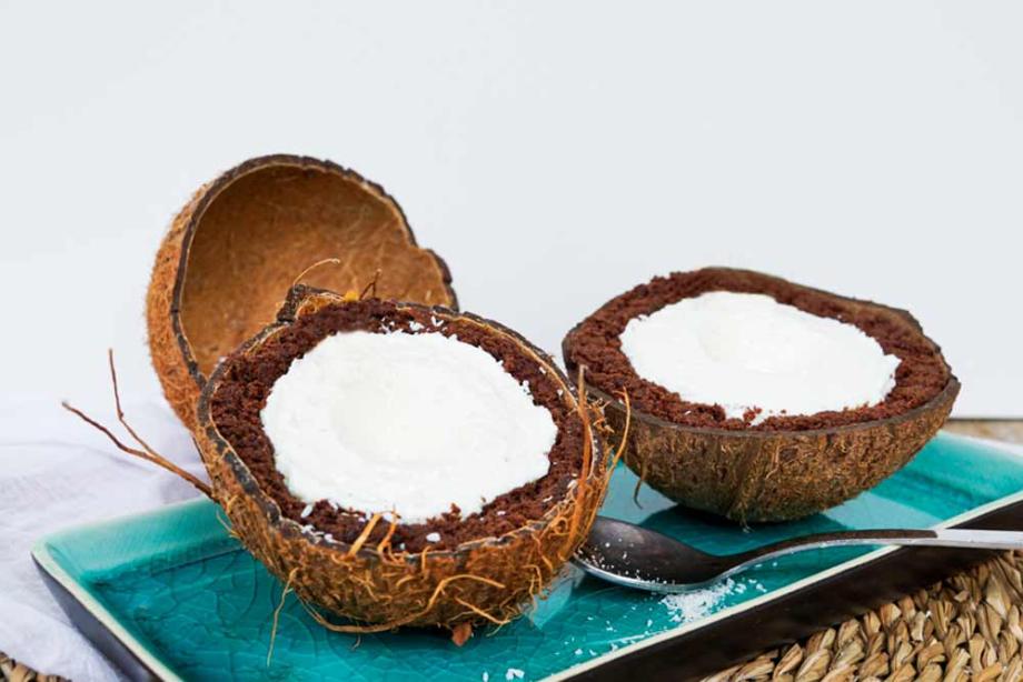 Kokos-Torte mit Schoko-Biskuit-Teig