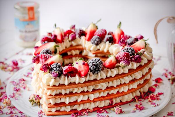 Vegane Kokos-Herztorte mit Kokos-Buttercreme