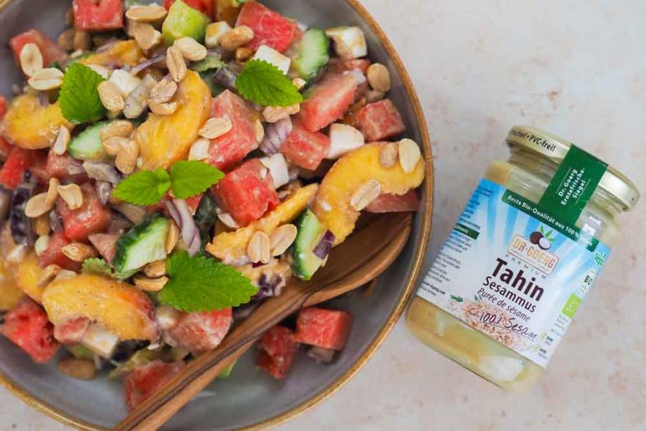 Wassermelone-Feta-Salat mit Tahin
